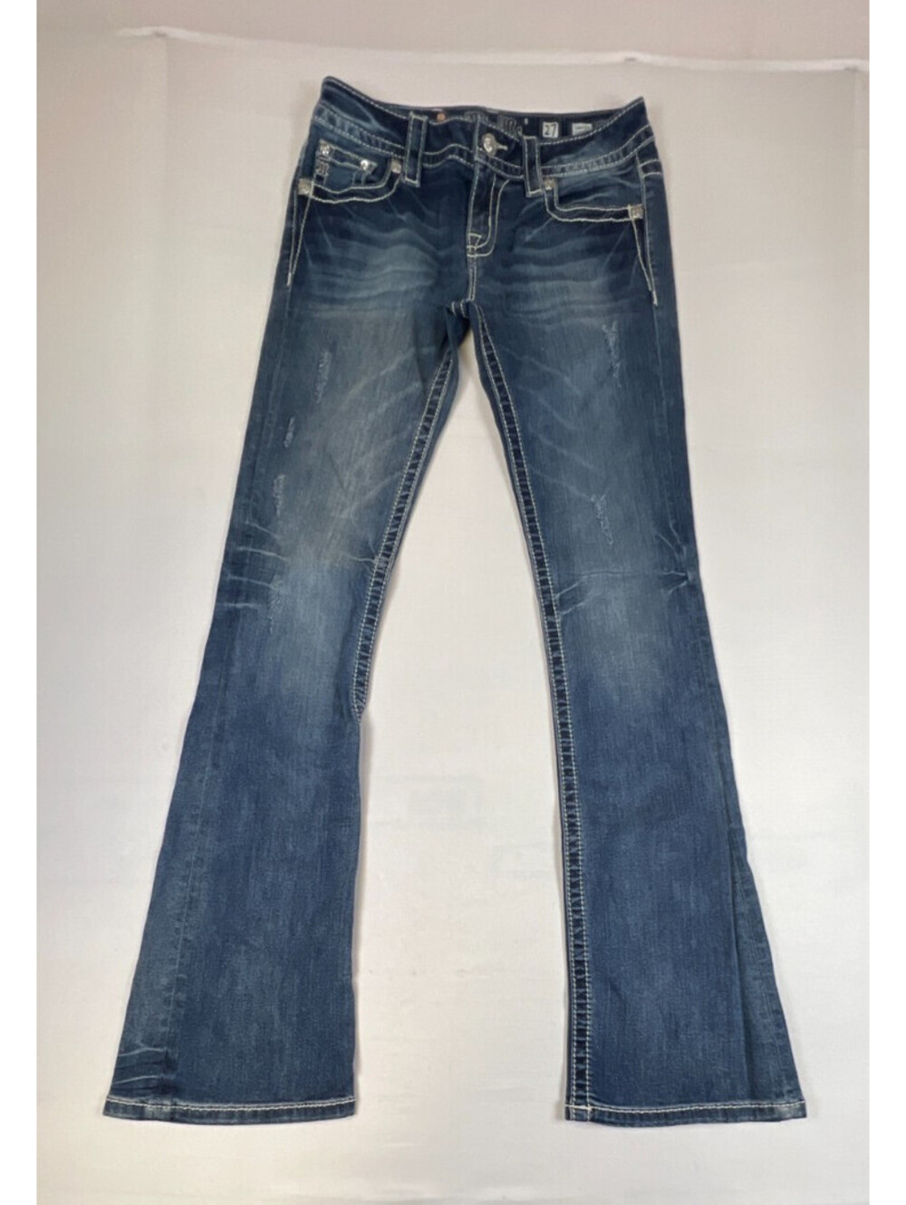 Miss Me Women's Signature Bootcut Jeans Size 27 Embellished Back Pockets
